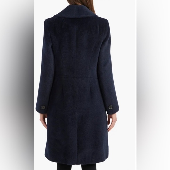 Sofia cashmere alpaca wool coat in navy with shawl fur collar NWT - Picture 2 of 8